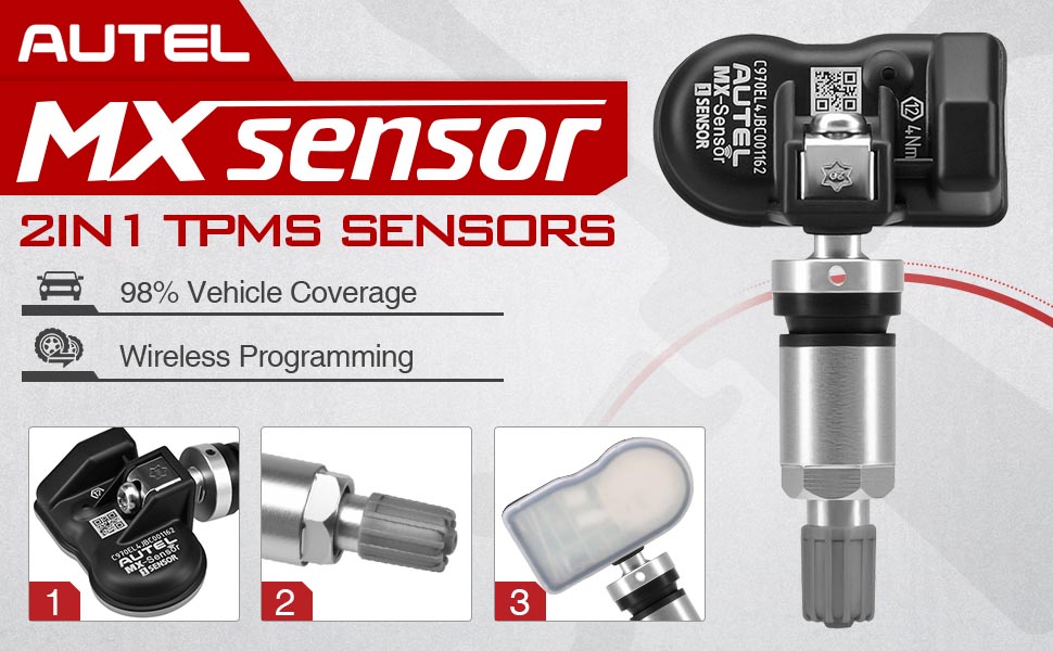 Metal Valve Screw-in Autel Programmable Universal TPMS Sensors 315MHz + 433MHz Specially Built for OEM Sensors Replacement 