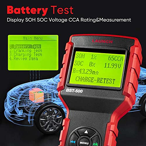 LAUNCH BST-500 Cranking and Charging System Test 6V 12V 24V Load Tester 100-2000 CCA Car Battery Tester