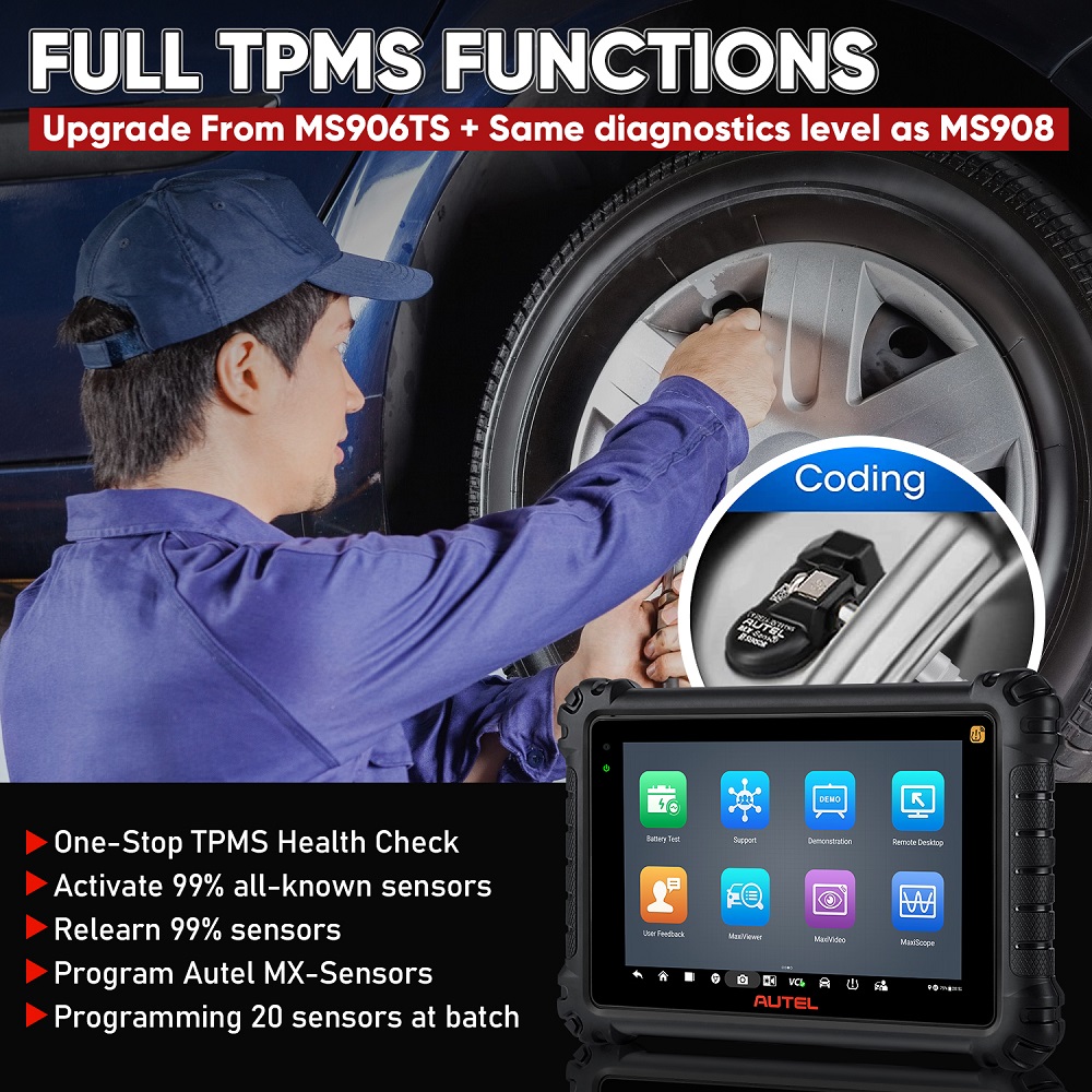 Autel MaxiSys MS906TS Scanner Support OE-Level Full-System Diagnosis & TPMS  Function