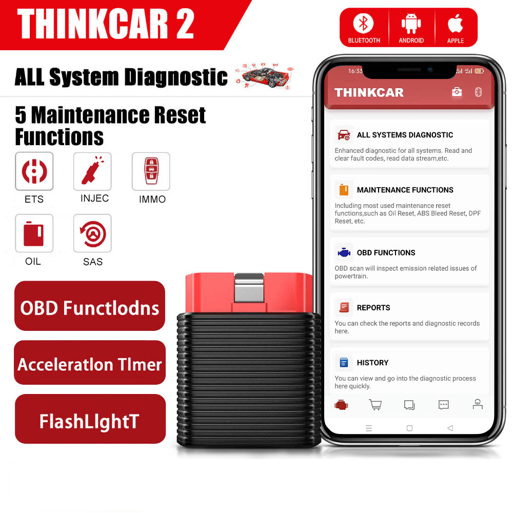 ThinkCar 2 ThinkDriver Bluetooth Full System OBD2 Scanner for iOS