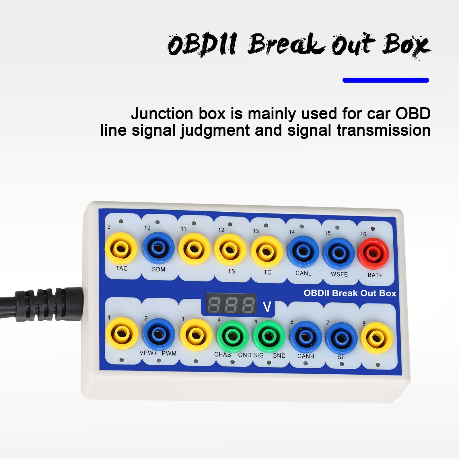 OBD2 Breakout Box Diagnosis Scan Tool for Monitoring Signals of  Protocol/Power/Grounds,Automotive OBDII Protocol Monitor. Breakout Box for  OBDII