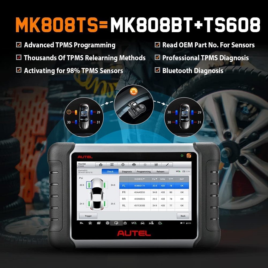 Autel MaxiCOM MK808TS Auto TPMS Relearn Tool