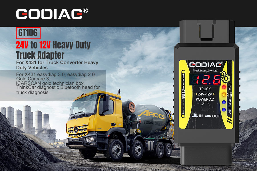 Godiag GT106 24V to 12V Heavy Duty Truck Adapter