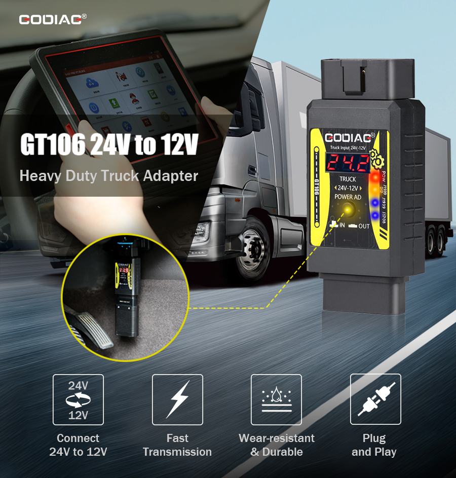Godiag GT106 24V to 12V Heavy Duty Truck Adapter for X431