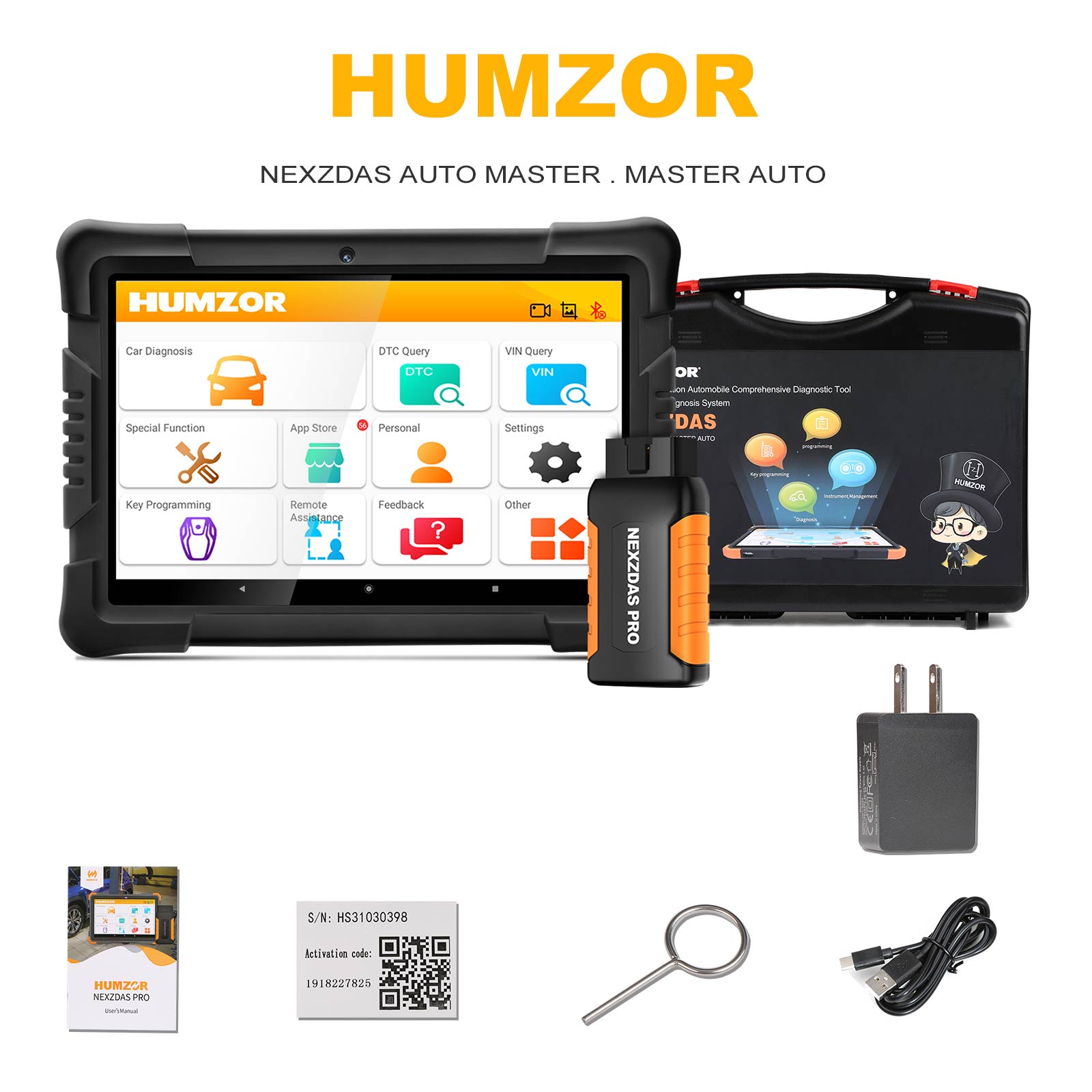 Humzor NexzDAS Pro 9.6inch Tablet Full System Bluetooth Scanner with  IMMO/ABS/EPB/SAS/DPF/Oil Reset
