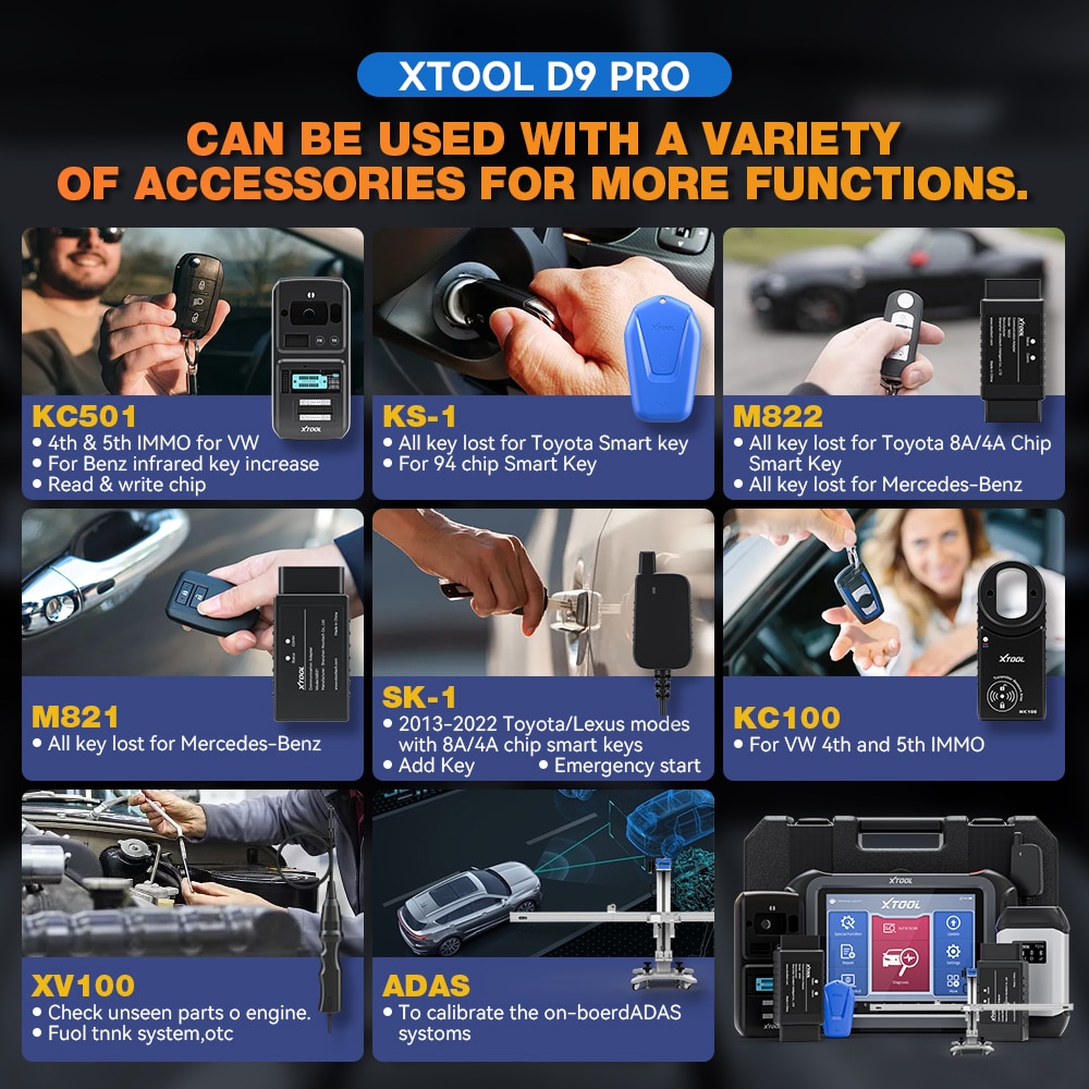 XTOOL D9 PRO additionally parts