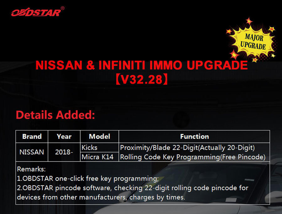 OBDSTAR X300 DP plus and x300 pro4 Nissan/Infiniti software V32.28