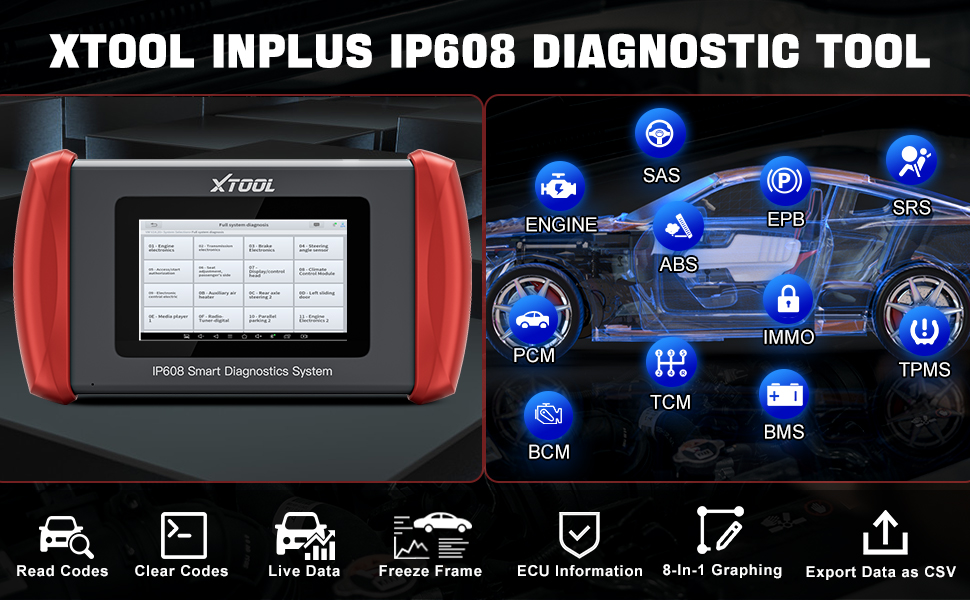 XTOOL Inplus IP608 OBD2 Scanner Full System Diagnostic Tool Support CAN FD