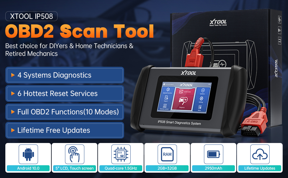 XTOOL InPlus IP508 OBD2 Scanner Diagnostic Tool with 6 Services