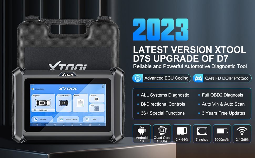 XTOOL D7S Diagnostic Tool Support DoIP & CAN FD, ECU Coding Bidirectional Scanner 