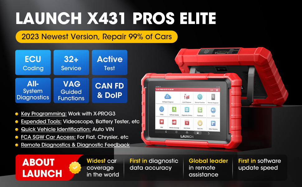 Launch X431 PROS Elite Bidirectional Scan Tool with CANFD ECU