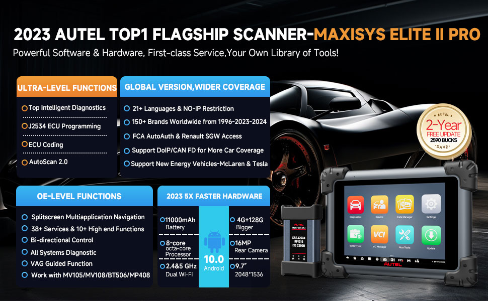 2023 Autel MaxiSys Elite II Pro Automotive Full System Diagnostic Tool 