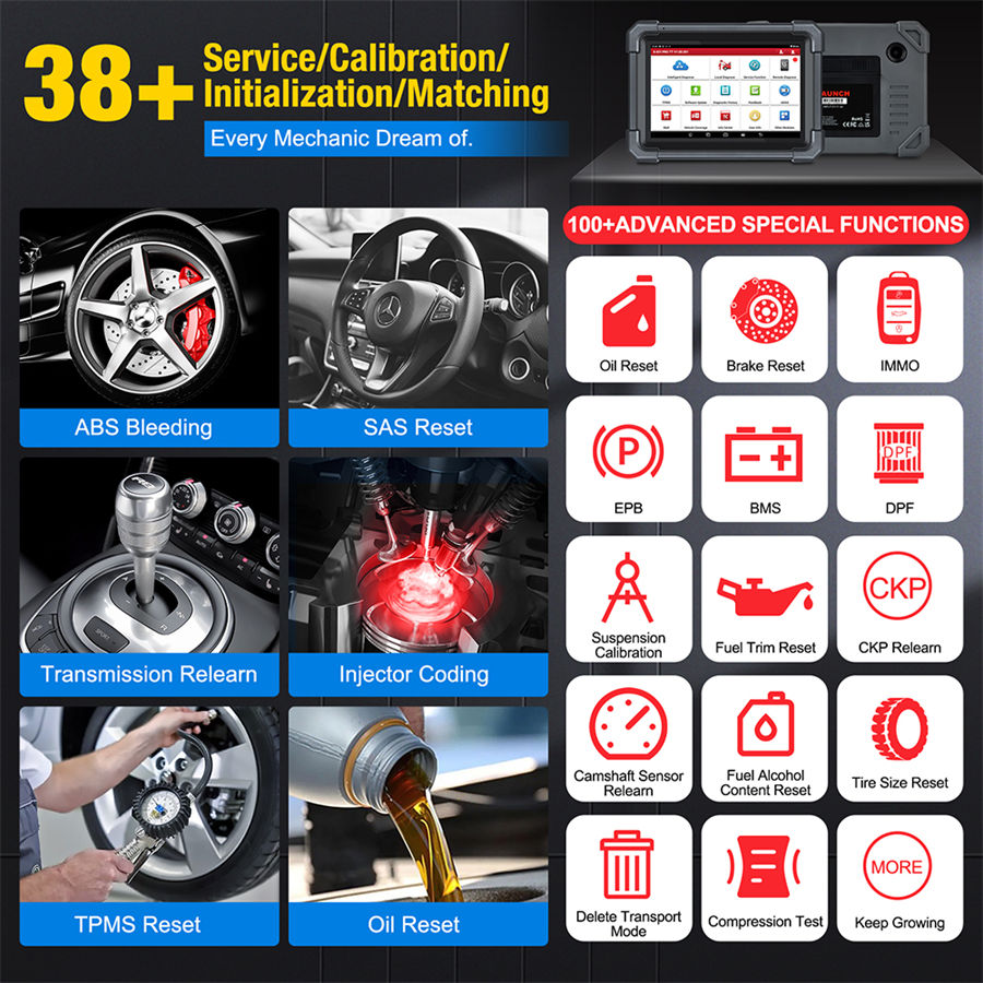 LAUNCH X431 PRO TT Bidirectional Scan Tool with DBSCar VII Connector 37+ Reset ECU Online Coding CANFD Key IMMO