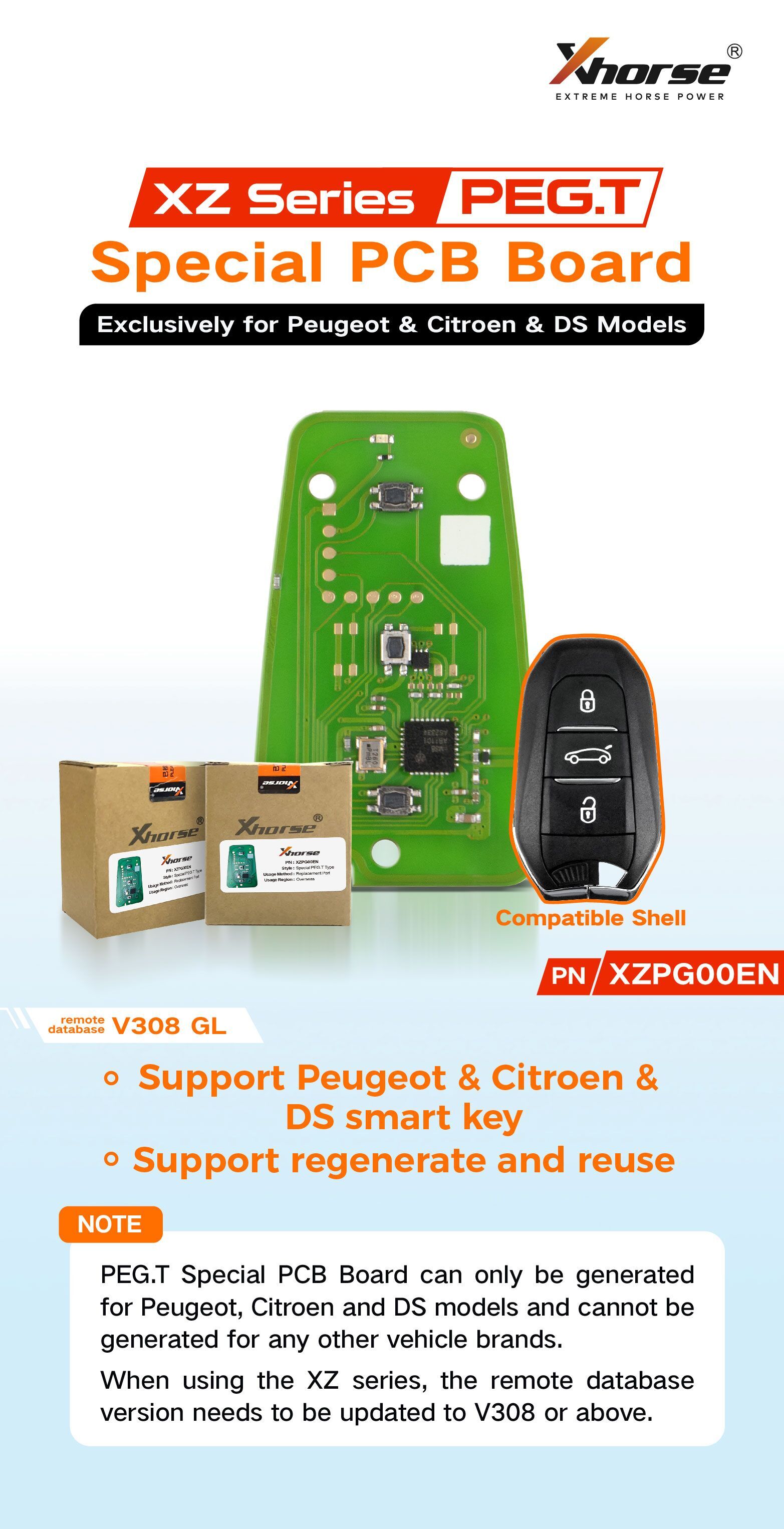 XHORSE XZPG00EN Special PCB Board Exclusively for Peugeot citroen DS models 5pcs/lot
