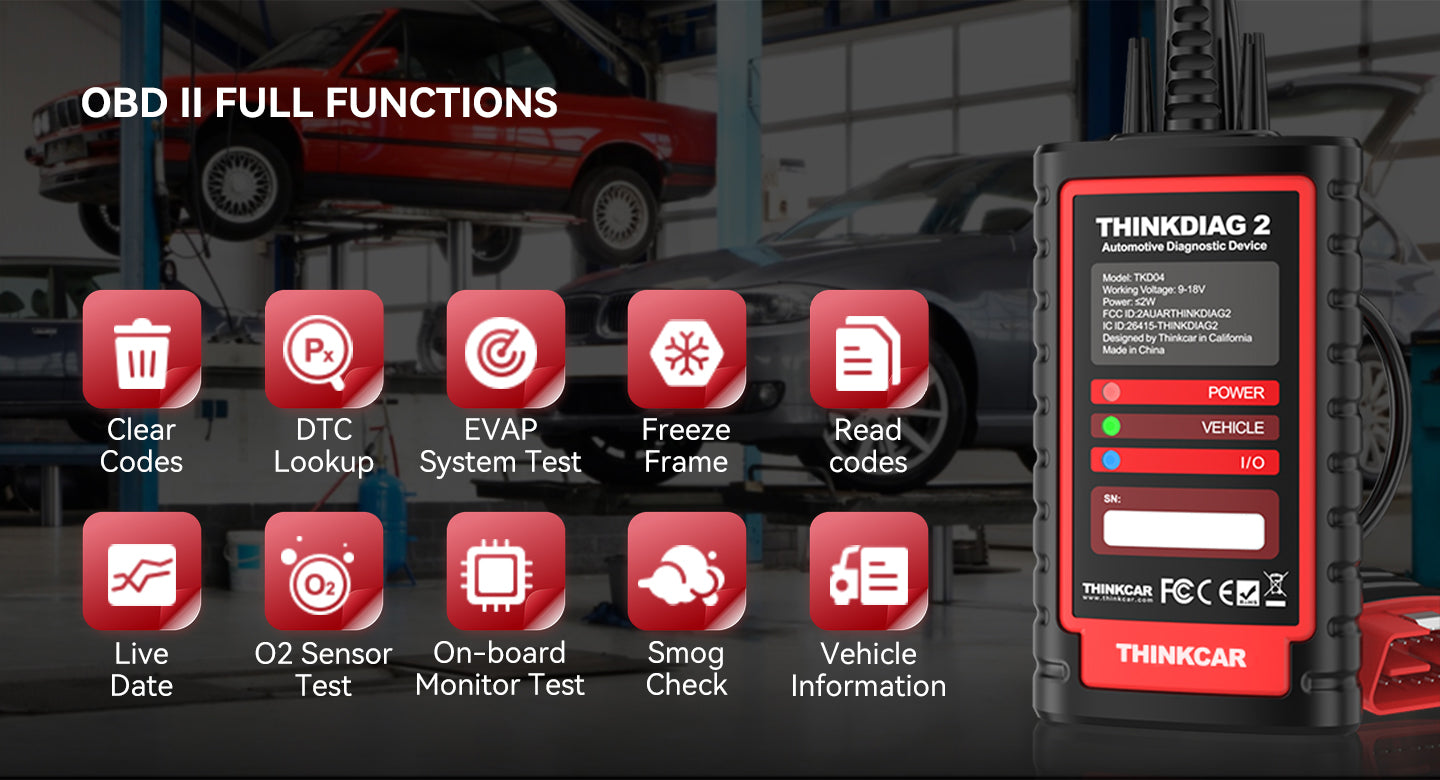 THINKCAR Thinkdiag2 All System Bidirectional Diagnostic Scanner for iOS & Android with CAN-FD Protocol and 15+ Reset Functions